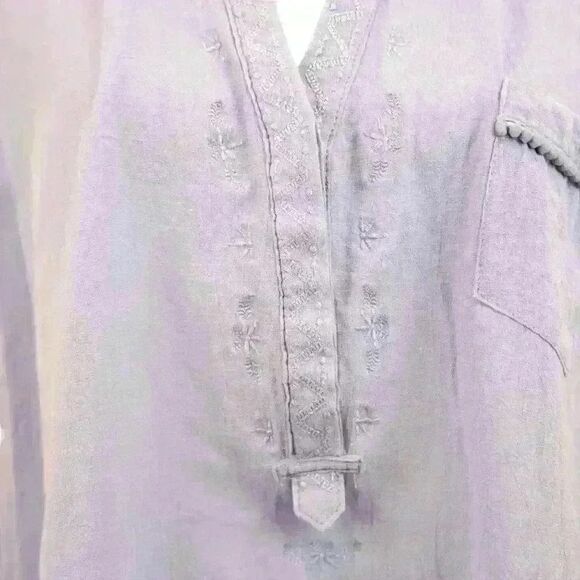 VINTAGE Democracy Blue Rolled Sleeve Pullover Shirt Size Medium - Picture 7 of 7